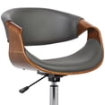 thumbnail image 6 of Armen Living Geneva Mid-Century Office Chair in Chrome finish with Gray Faux Leather and Walnut Veneer Arms, 6 of 8