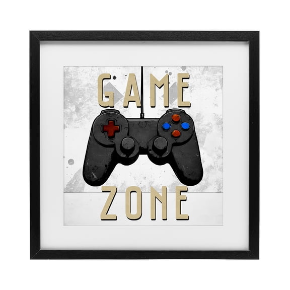 Stupell Industries Contemporary Game Zone Control Black Framed Print Under Glass, 13 x 13, by Kim Allen
