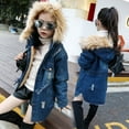 thumbnail image 5 of HBYJLZYG Hoodies Denim Jacket Cardigans Button Padded Coat, Toddler Kids Baby Girls Hooded Wool Collar Waistband Warm Girdle Coat Jacket Outwear, 5 of 9