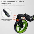 thumbnail image 2 of XDriveMax 360 Rotating 3 Wheel Foldable Golf Pull Push Cart for Clubs, Lightweight Aluminum Frame with Handle Lock, Umbrella Stand, Premium Storage, Green, 2 of 6