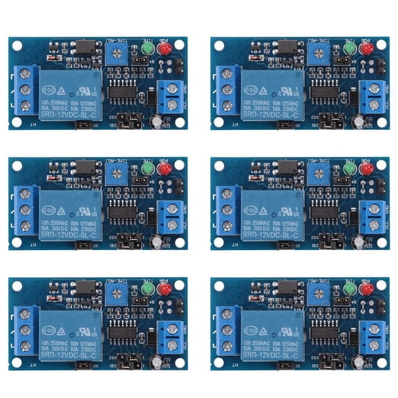 6X 12V DC Delay Relay Delay Turn on / Delay Turn Off Switch Module with Timer,6 x Delay Relay,blue