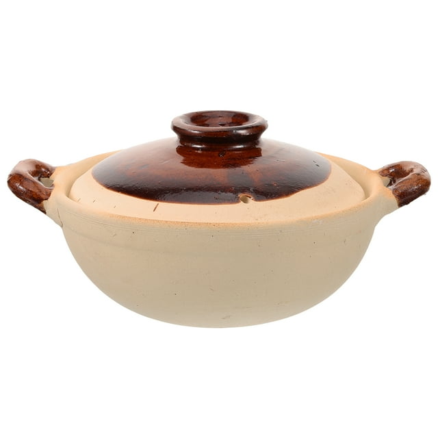 Pot de Cuisson en Argile Pot de Ragoût Pot de Soupe de Cuisine Casserole en Argile pour Mijoter 500ml
