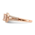 thumbnail image 3 of Solid 14k Rose Gold Morganite Diamond Halo Engagement Ring Size 9 (.284 cttw.), 3 of 7