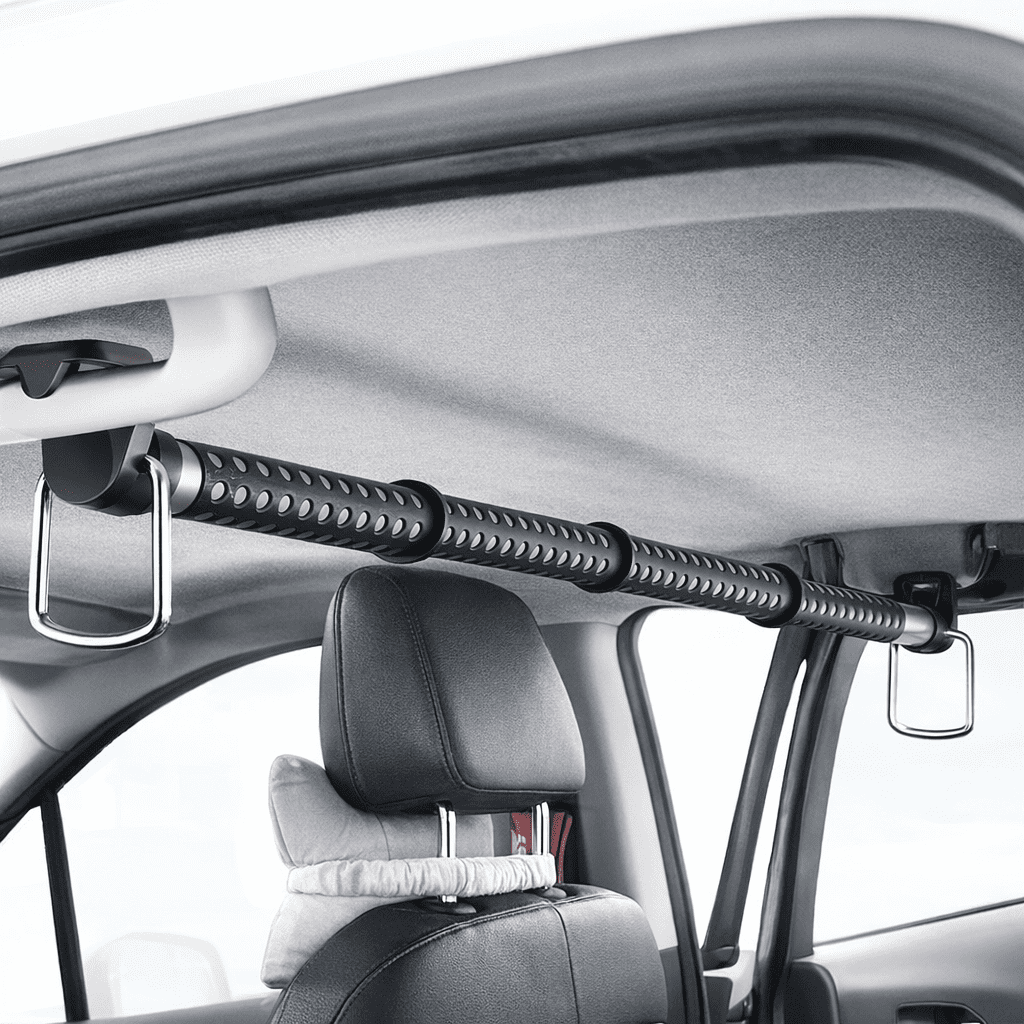 Car Clothes Hanging Rod, Adjustable Vehicle Garment Bar, Telescopic Backseat Hanger Pole with PVC Anti-Slip Grip for SUV Truck Van Interior Storage