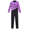 thumbnail image 4 of Sinleey Kids Girls Color-Block Gymnastics Leotard Long Sleeve Dance Jumpsuit Figure Ice Skating Purple 12, 4 of 7
