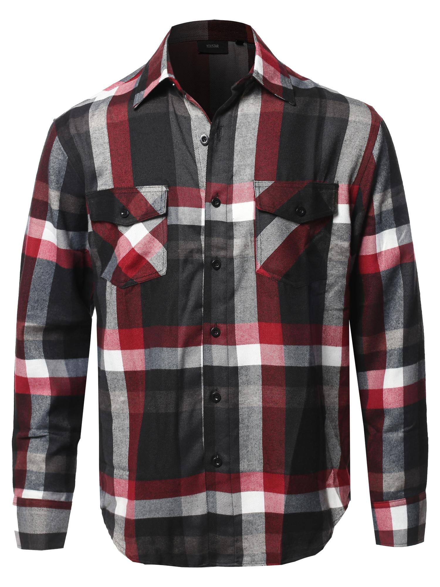 Style by William Mens Casual Plaid Flannel Woven Long Sleeves Button Down Shirt