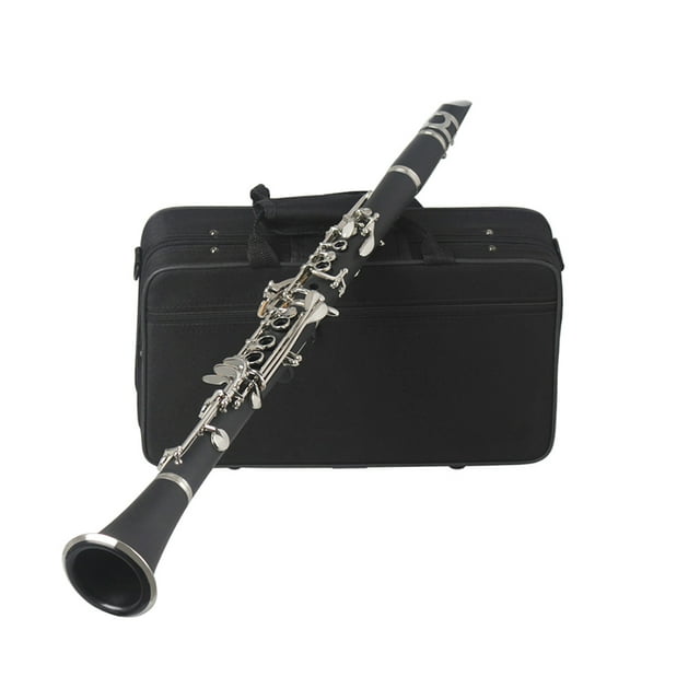 Graflsoa Bb Flat Clarinet with Black Bakelite Body, Silver Keys, and Accessories Including Case, Reed, and Cleaning Cloth