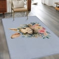 thumbnail image 3 of Rectangle Area Rug 4x6ft, Easter Watercolor Floral Rabbit Leaves Non-Shedding Washable Area Rug, Spring Flower on Burlap Non Slip Low-Profile Rugs for Living Room, Bedroom Dining Room, 3 of 9