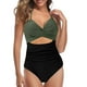 thumbnail image 1 of Gibobby Batas de baño mujeres spa Traje de baño 2023 para mujer, traje de baño Sexy recortado con cintura alta, traje de baño con cordones frontales(Verde,CH), 1 of 4
