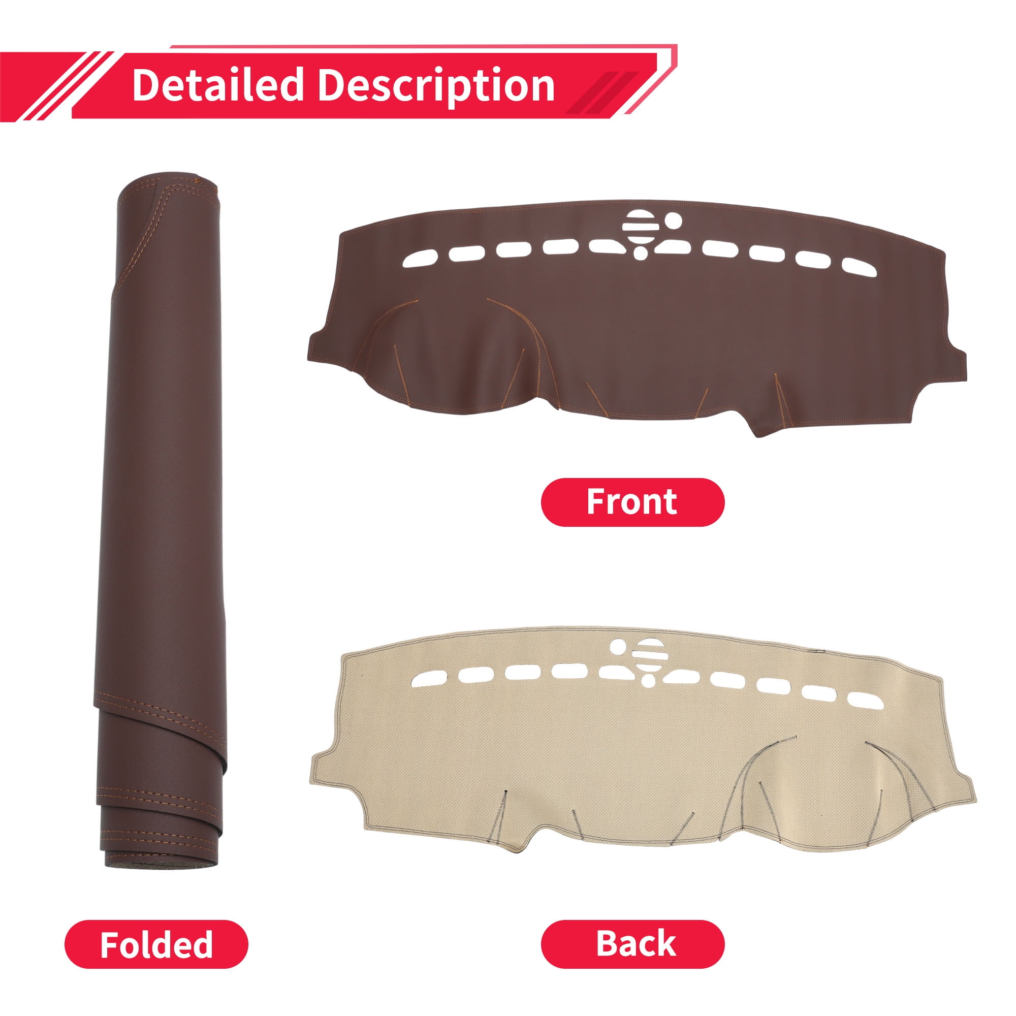 Dashboard Cover Dash Cover Mat Carpet for Jeep Grand Cherokee 2011-2021 Brown Faux Leather 1 Pc Anti-Slip Car Interior