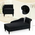 thumbnail image 3 of ACMEASE Upholstered Chaise Lounge with Right Armrest & Lumbar Pillow,Button Tufted Lounge Sofa with Storage,Lounge Chair Indoor,Modern Velvet Lounge Chair for Bedroom, Living Room and Office, Black, 3 of 7