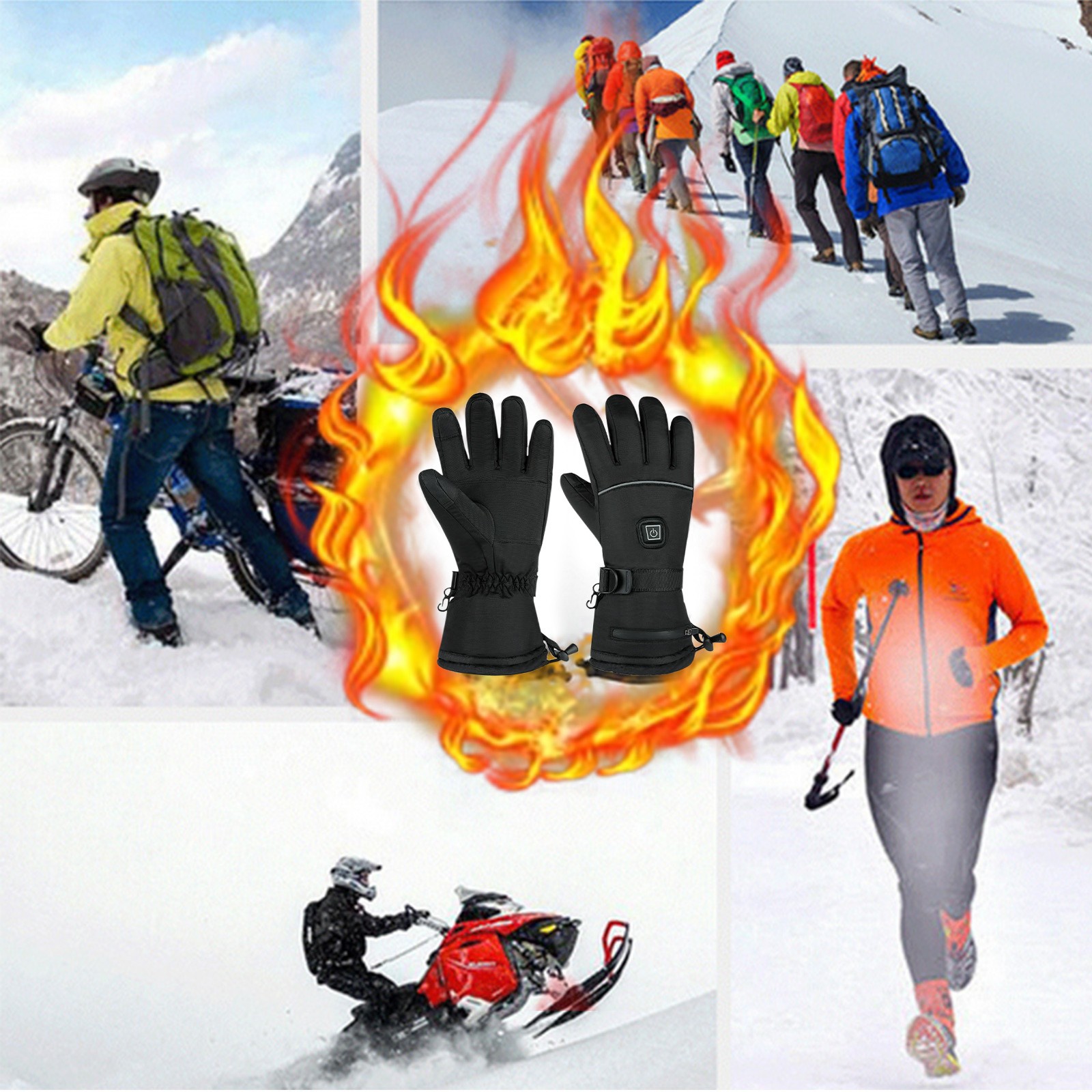 Kumdkd Electric Heating Gloves for Men and Women, Rechargeable Battery Powered Winter Gloves with Touchscreen, Waterproof Windproof Thermal Gloves for Skiing, Cycling, Outdoor Sports