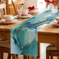 thumbnail image 4 of Turquoise Marble Cotton Linen Table Runner for Dining Kitchen, Abstract Minimalist Art Ombre Blue Wedding Outdoor Party Tablerunners Decoration, Dresser Scarf Coffee Tablecloth Runners 13x36 Inches, 4 of 8