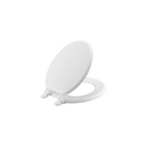 White Round Enameled Wood 17”x14.5” Front Toilet Seat