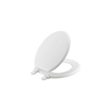 White Round Enameled Wood 17”x14.5” Front Toilet Seat