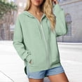 thumbnail image 4 of Gkeoshab Christmas Sweatshirt Women's Solid Color Raglan Sleeve Zip-Up Hooded Sweatshirt with Side Pockets, Athletic Inspired Jacket for Modern Casual Style and On-the-Go Comfort Light Green M, 4 of 4