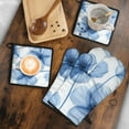 thumbnail image 5 of Blue Pioneer Flower Kitchen Oven Mitt and Pot Holder Sets 4 Pcs for Baking, Cooking and Grilling, Heat Resistant Up To 392 °F, 5 of 7