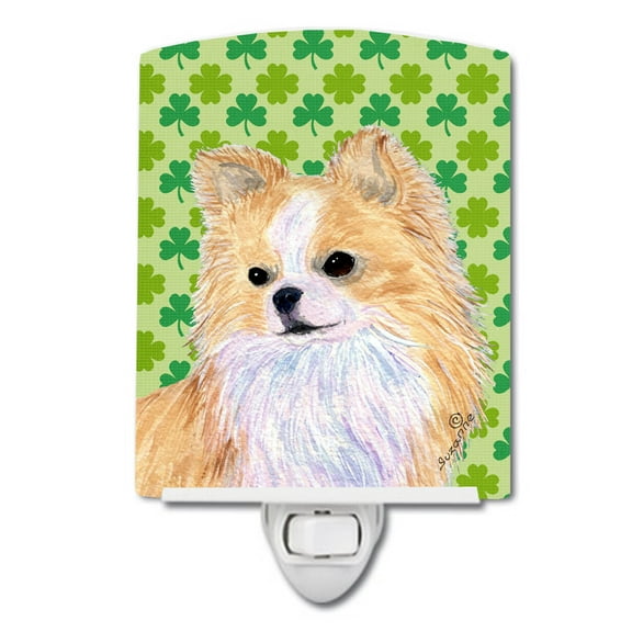 Caroline's Treasures SS4404CNL Chihuahua St. Patrick's Day Shamrock Portrait Ceramic Night Light, 6x4x3", multicolor