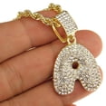 thumbnail image 4 of Bubble Letter A Block Initial 24" Rope Chain Bling Pendant Gold Finish Monogram Name Necklace, 4 of 5
