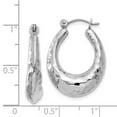 thumbnail image 4 of 14k White Gold Polished Hammered Hoop Earrings, 4 of 4
