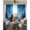 thumbnail image 6 of Black Wolf Silhouette Blackout Curtains for Bedroom Living Room Darkening Curtains 84 Inch Length 2 Panels Set Abstract Starry Night Forest Window Curtain Window Treatment Grommet Drapes 52"x84", 6 of 9