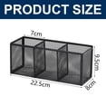 thumbnail image 2 of Portalápices, cesta de almacenamiento organizadora de bolígrafos de malla negra con 3 compartimentos, soportes para brochas de maquillaje, 22,5*9,5*8 cm, 2 of 5