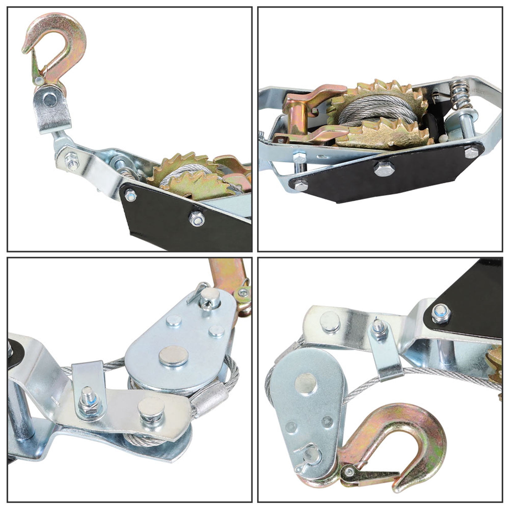 Handdo 2 Ton Cable Puller Dual Gear Power Puller Ratchet Gear Pulley System 2T