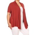 thumbnail image 2 of Moa Collection Women's Plus Size Short Sleeves Draped Open Front Casual Solid Cardigan, 2 of 4