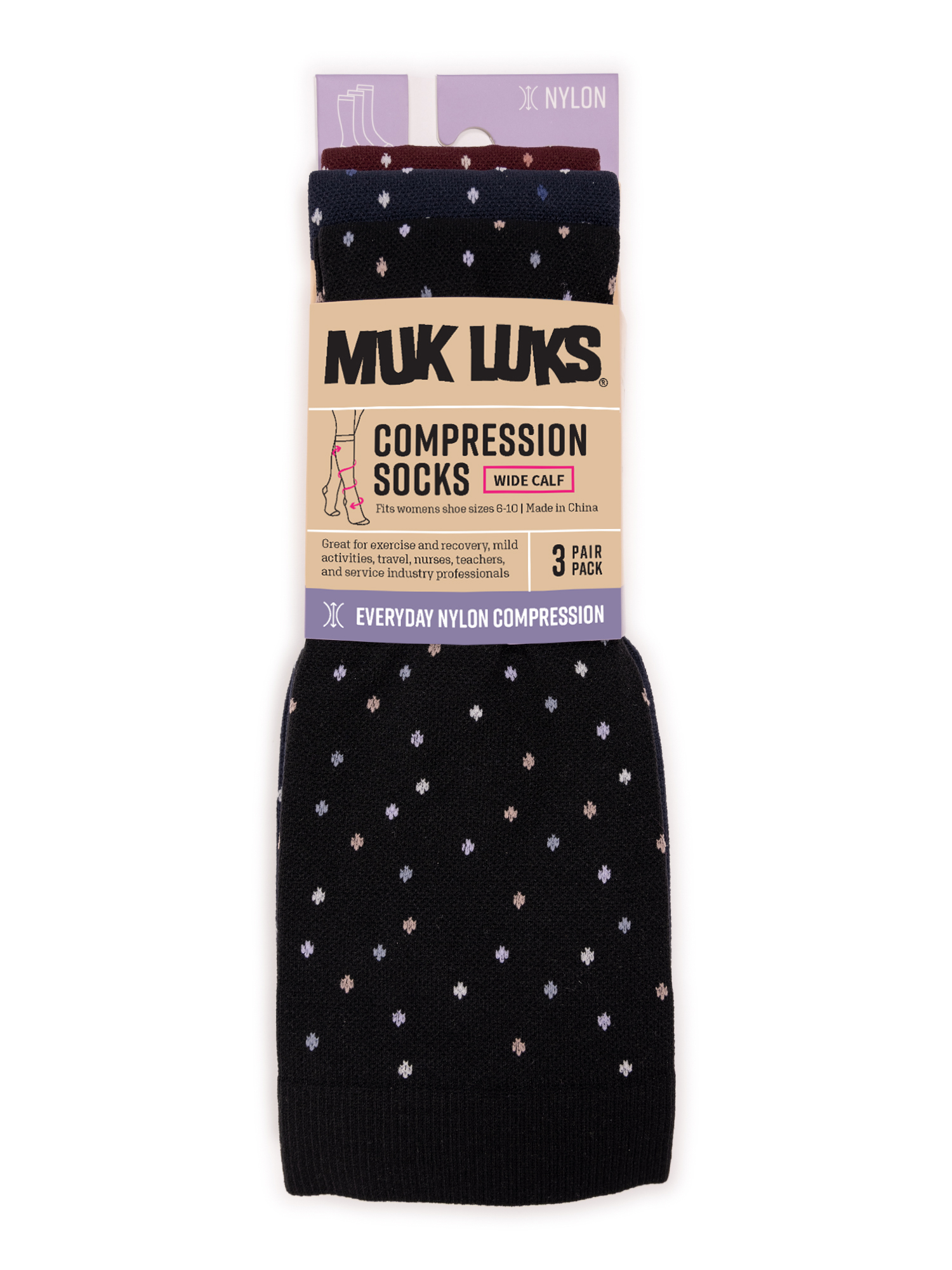 MUK LUKS Women's Compression Knee-High Socks, 3-Pack photo 2