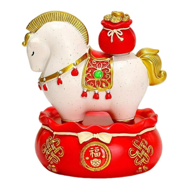 Estatua de caballo, escultura animal, figura de resina, obra de arte, adorno decorativo chino Bolsa de la suerte