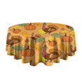 thumbnail image 4 of Happy Thanksgiving Turkey Fall Leaves Pumpkin Round Tablecloth 60" X 60",Wrinkle Wipeable Table Cloth for Kitchen Dining Room Picnic Patio Party, 4 of 5