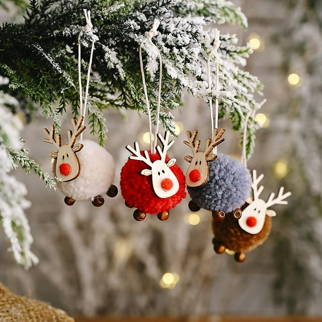 4 pieces of Christmas pendants, felt deer pendants, new creative elk pendants, Christmas tree pendant gifts