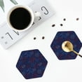 thumbnail image 5 of Pofeuu Firework Print Leather Coasters Set of 6, Round Cups Mugs Mat Pad for Home Kitchen Heat Resistant Drink Coasters,Hexagon, 5 of 7