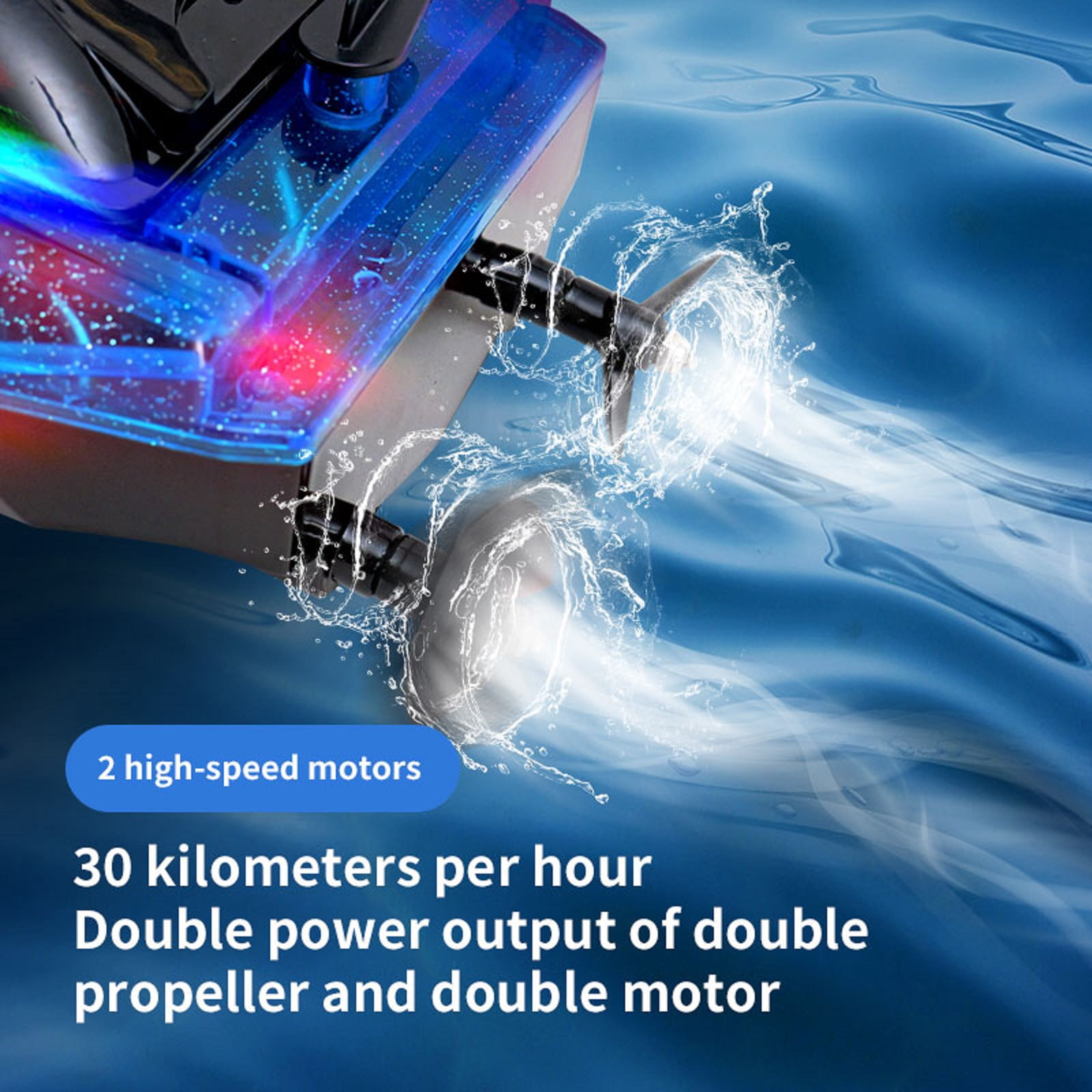 S15 Fast RC Boat with LED Lights, 30+KM/H, High Speed Remote Control Racing Boat, Self-Righting, 2 Batteries, 30+ Mins, 2.4GHz Pool & Lake Toys for Kids & Adults