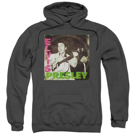 Trevco ELV863-AFTH-4 Elvis Presley & First LP Adult Pull-Over Hoodie, Charcoal - Extra Large