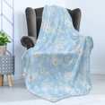 thumbnail image 4 of Winter Soft Flannel Fleece Throw Blanket, Kids Baby Pattern Night Sky with Soft Colored Stars New Year Theme, Cozy Plush for Indoor and Outdoor Use, 60" x 80", Baby Blue Yellow White, by Ambesonne, 4 of 5