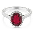 thumbnail image 3 of Gem Stone King 1.94 Ct Oval Red Mystic Quartz White Diamond 10K White Gold Ring, 3 of 5