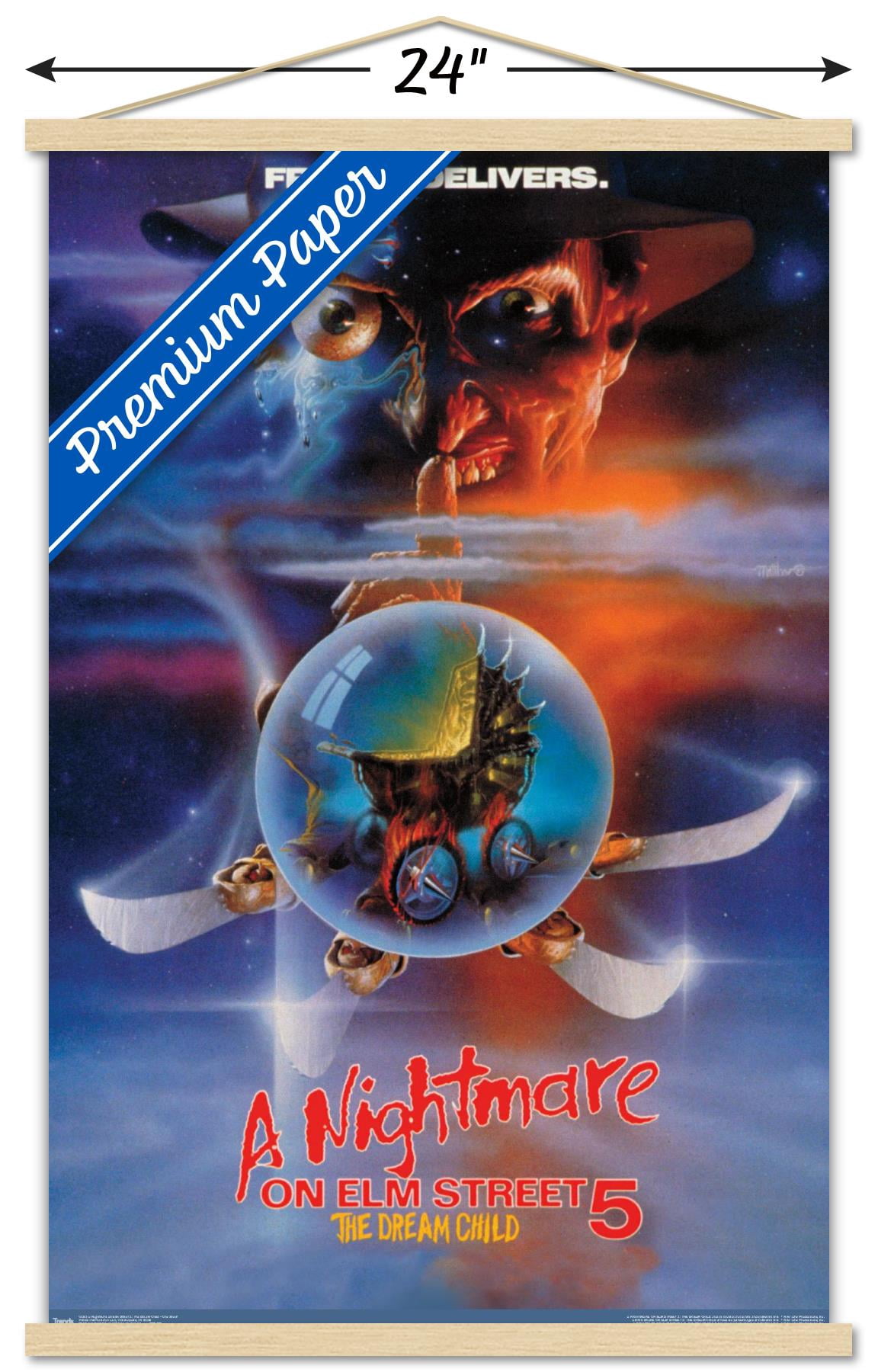 A Nightmare on Elm Street 5: The Dream Child - One Sheet Wall Poster with Wooden Magnetic Frame, 22.375" x 34"
