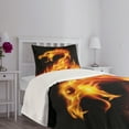 thumbnail image 5 of Ambesonne Dragon Quilted Bedspread Set 2 Pcs, Abstract Fiery Creature, Twin Size, Orange Black, 5 of 6