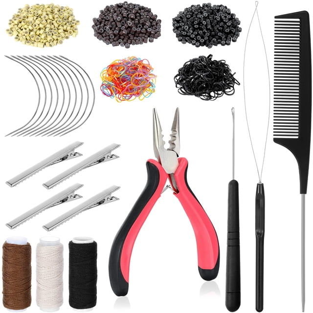 Kit de herramientas para extensiones de cabello GrennMauler con 600 microanillos