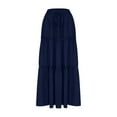 thumbnail image 6 of Women Pleated Maxi Skirts Trendy Tiered Flowy Skirt Drawstring High Waisted Long Skirt A Line Ruffle Skirt, 6 of 6