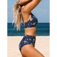 thumbnail image 3 of Women's Red Twist High Waist V Neck Bikini Sets, Large, 3 of 5