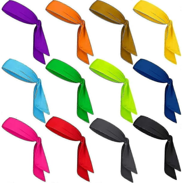 Paquete de 12 diademas para hombres y mujeres, diademas de karate ninja para niños, bandana elástica ajustable, cintas para el sudor, bandas para el cabello atléticas para deportes.