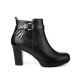 thumbnail image 2 of BLISSFUL STEP Platform Block Heel Buckle Ankle Boots for Women Black 7, 2 of 8