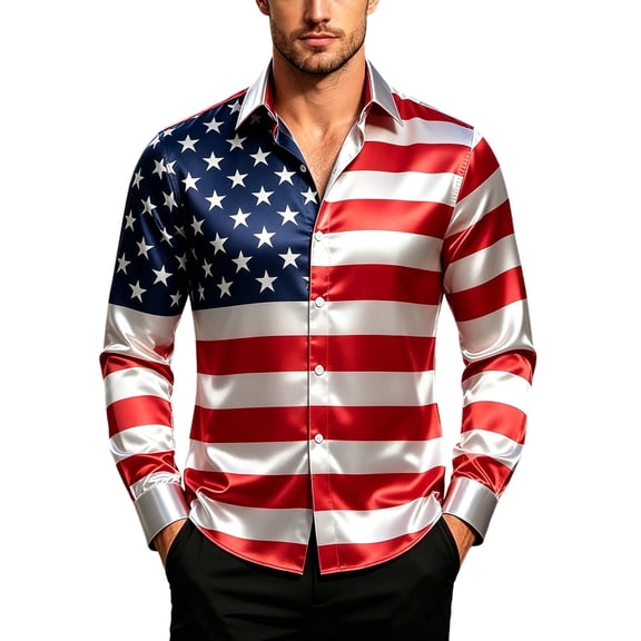 250 Anniversary USA Polo Shirt Patriotic Independence Day Long Sleeve Button Down Shirt Casual Soft Comfortable Breathable Regular Fit Stylish For Outdoor Daily Wear