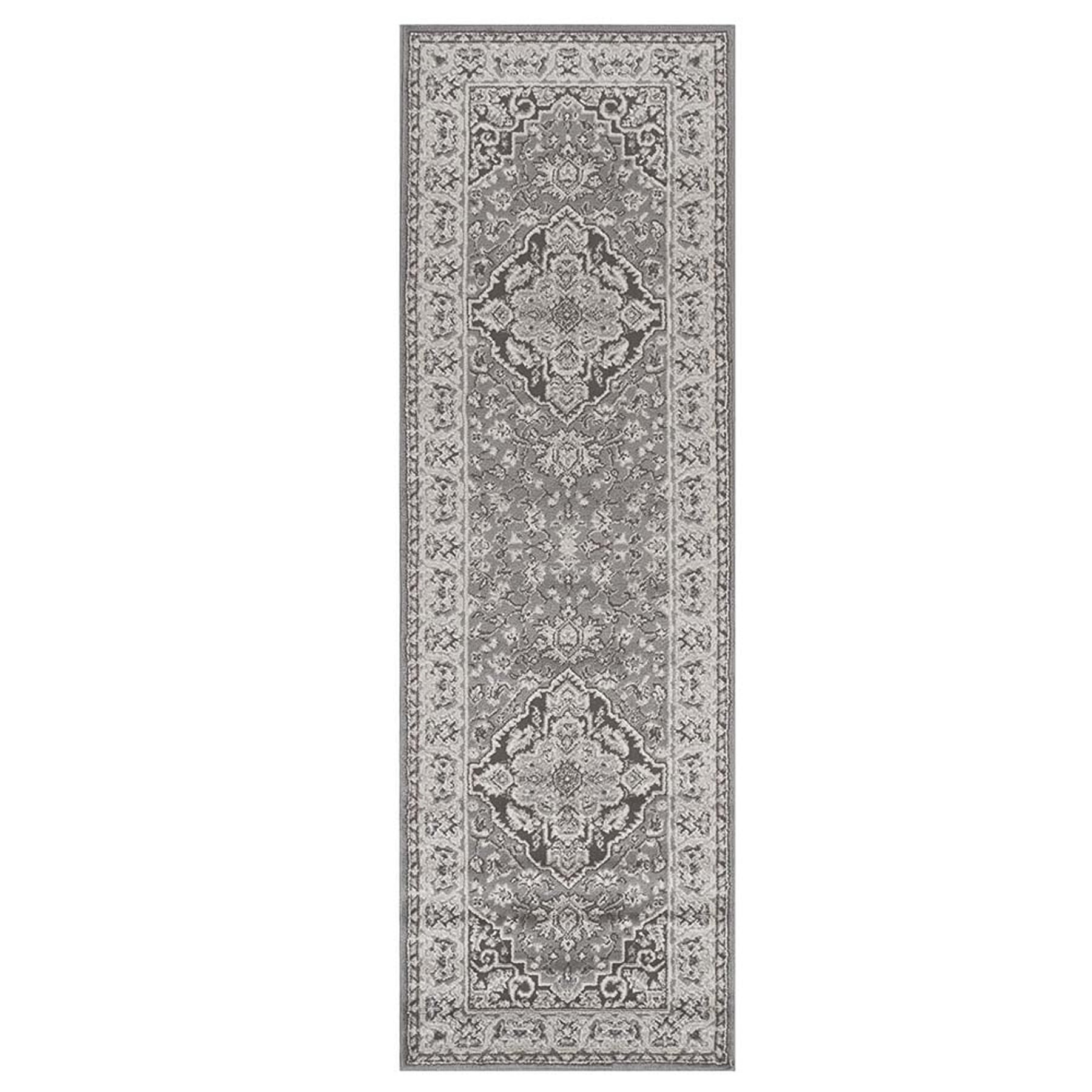 Superior Glendale Oriental Medallion Indoor Runner Rug, 2'7"x10', Gray