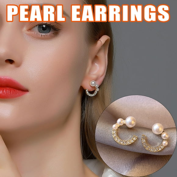Jusqu'à 65% de Rabais Mode Casual Diamant en Forme de C Européen Américain Boucles d'Oreilles Perles Boucles d'Oreilles Jewelry sur l'Autorisation