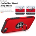 thumbnail image 3 of Shockproof Case for iPhone SE 3/SE 2020/7/8, [Embedded Finger Ring] Military Grade Phone Case Cover with Reinforced Metal Stand Kickstand [Support Magnetic Car Holder] for iPhone SE 3, Red, 3 of 14