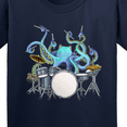 thumbnail image 4 of Inktastic Cute Blue Octopus Drumming Youth T-Shirt, 4 of 5