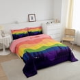 thumbnail image 3 of Erosebridal Rainbow Wave Stripe Bedding Full Comforter Set, Jungle Tree Silhouette Down Comforter, Reversible 3pcs, 3 of 7